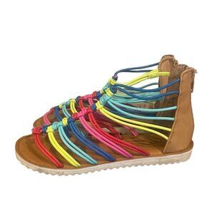 Stevie’s  Girls 4 Rainbow Gladiator Sandals Rainbow Stretch Open Toe Shoes